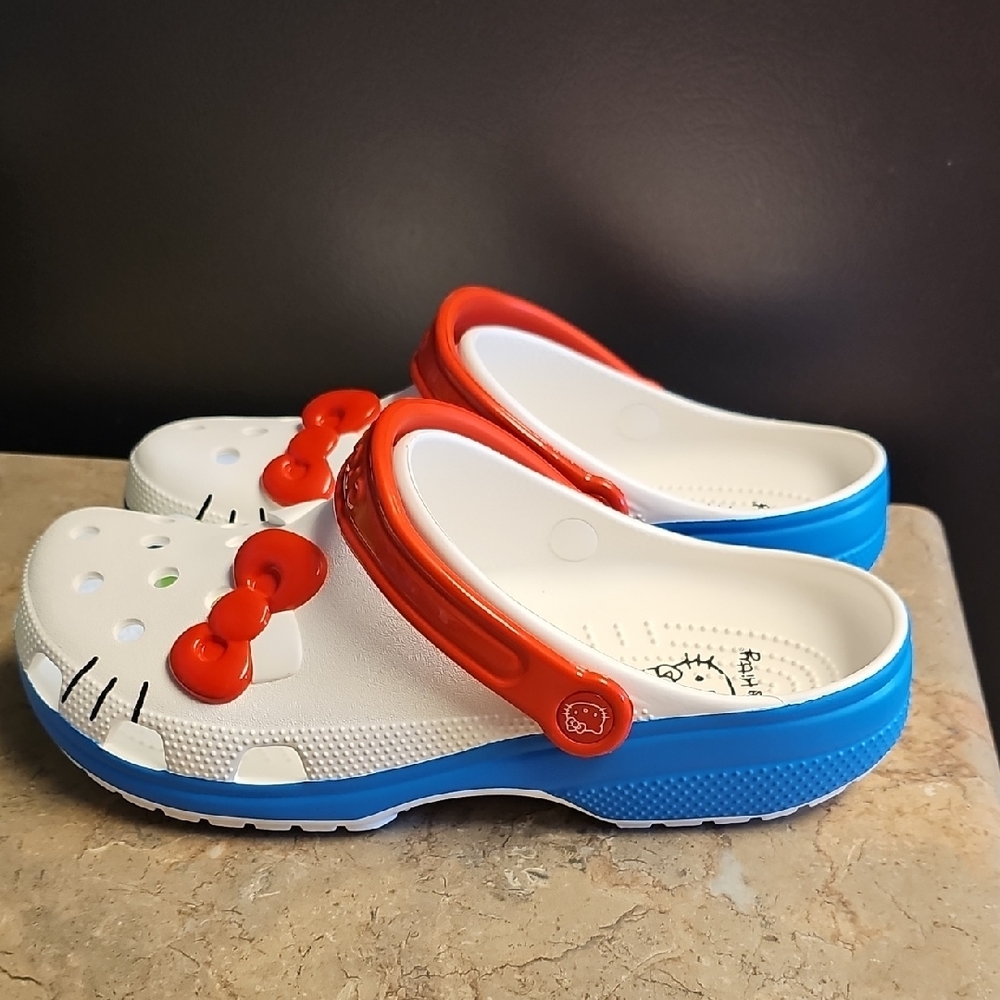 Hello Kitty Women's 12 Mens 10 Size Classic Crocs - Red and White - Picture 2 of 12